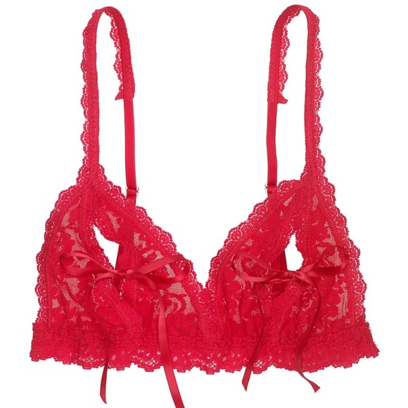 HANKY PANKY NWT Red Lace Peekaboo Bralette $54 SIZE MEDIUM Sexy Gift Anniversary - Picture 2 of 5